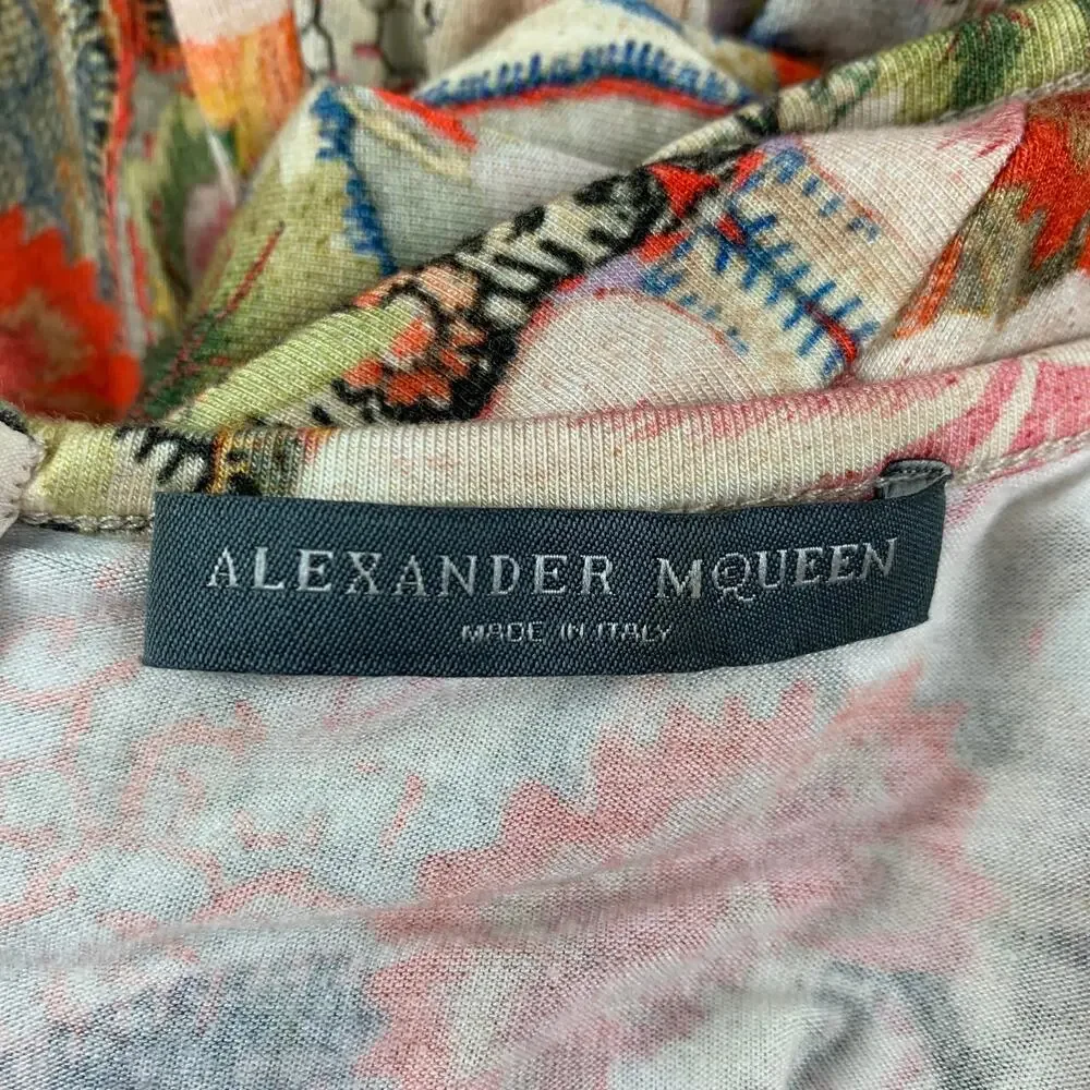 ALEXANDER MCQUEEN 4 Multi-Color Abstract Floral Rayon Blend Long Sleeve Dress - Picture 6 of 6